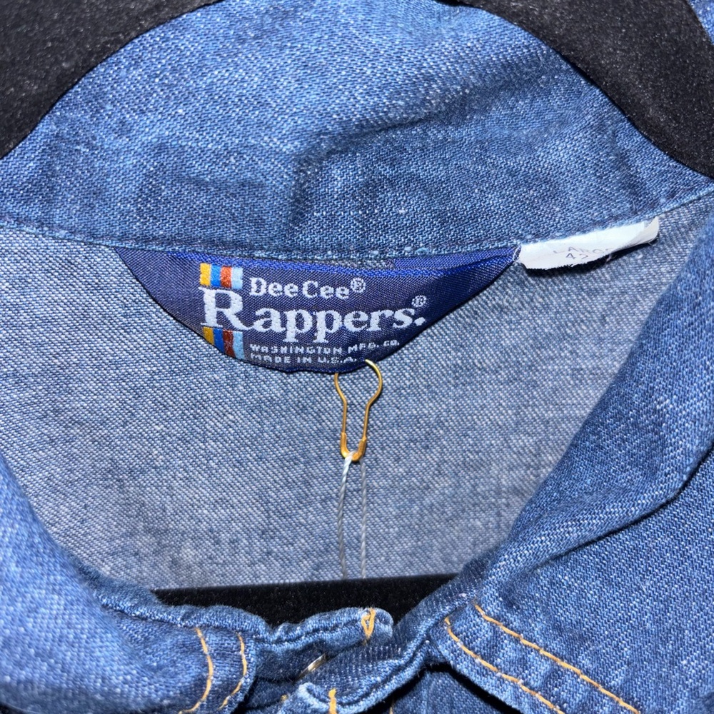 Vintage Dee Cee Rappers Blue Denim Button Down Shirt Size Large - Picture 3 of 5
